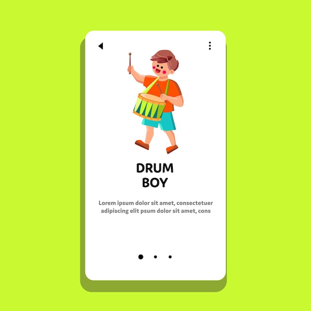 Drum en stok die muziek speelt little boy kid vector