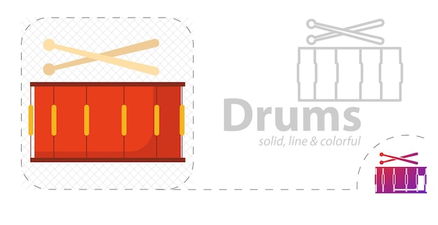 Drum isolated flat illustration Drum line icon