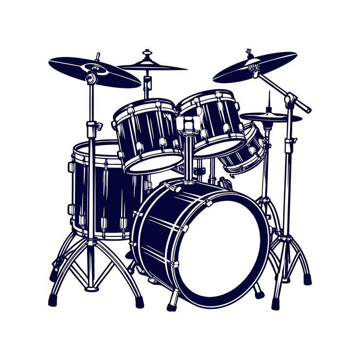 Vector a drum kit clipart isolated vector illustration