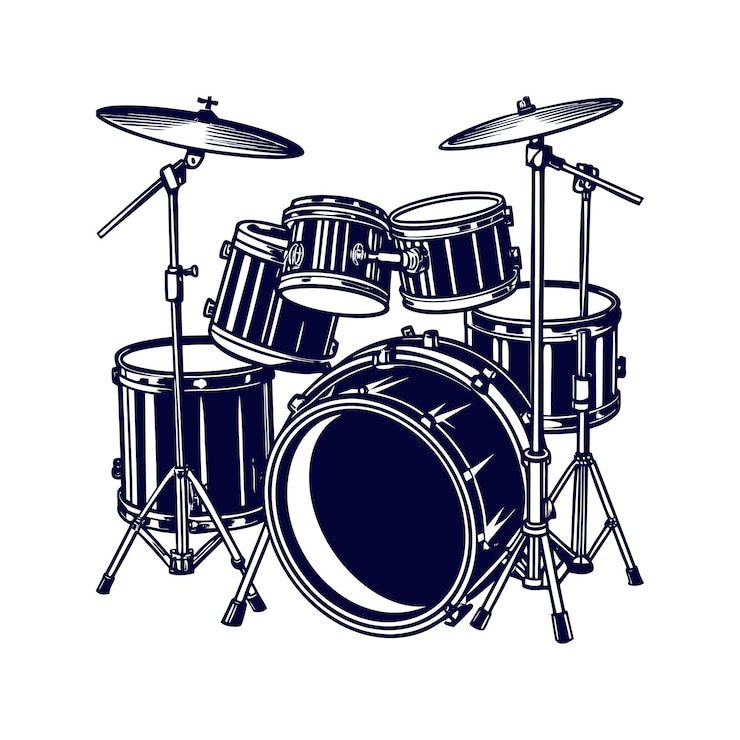 Vector a drum kit clipart isolated vector illustration