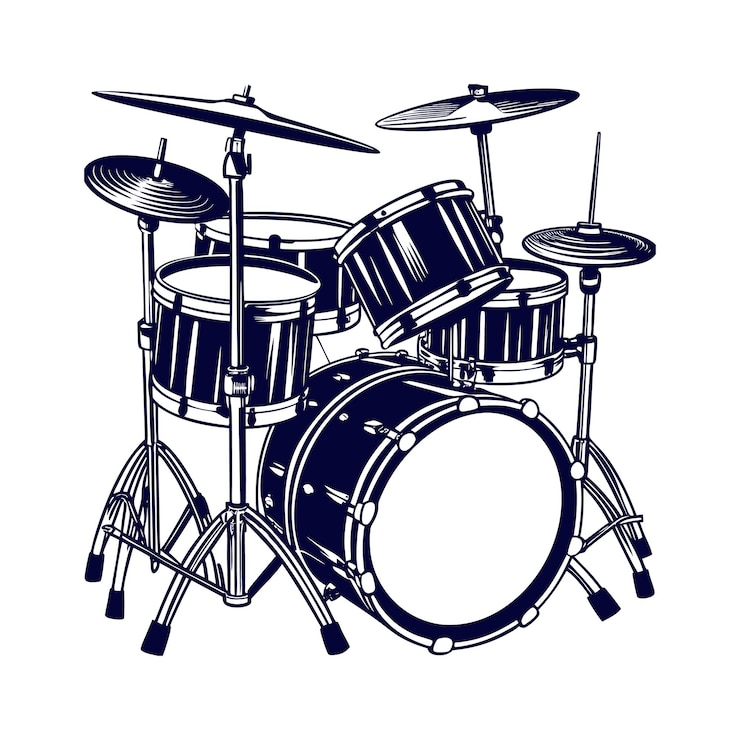 Vector a drum kit clipart isolated vector illustration