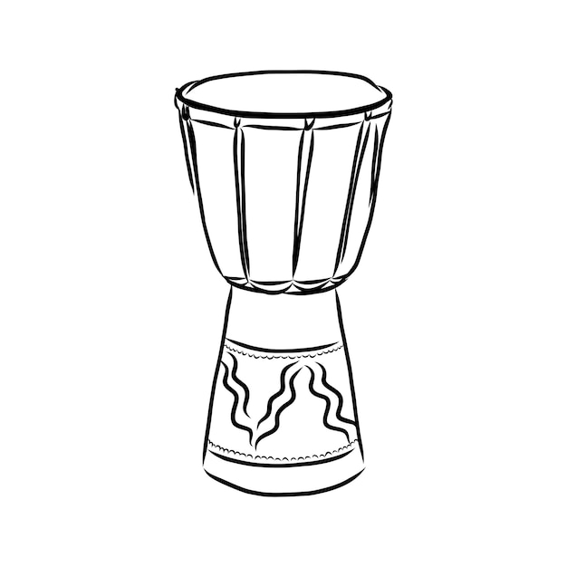 Icona di schizzo di vettore di strumento musicale a tamburo simbolo isolato di tipo di percussione musicale