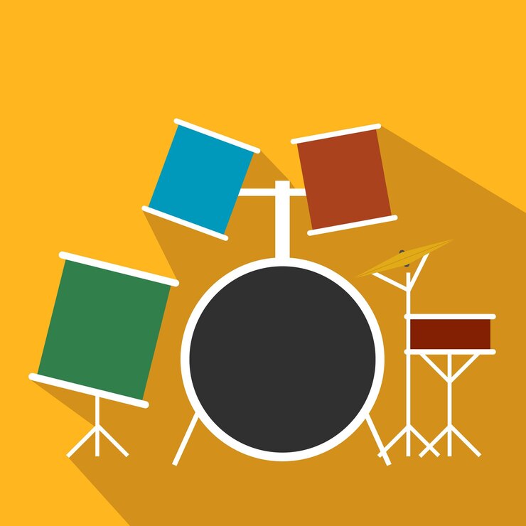 Vector drum set flat icon for web and mobile devices