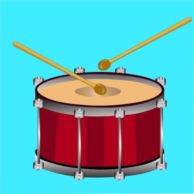 Барабанная установка музыкальный инструмент мультфильм векторная иллюстрация