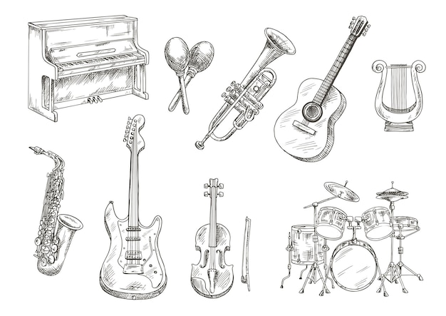 Musical Instruments Sketch Stock Illustrations  3509 Musical Instruments  Sketch Stock Illustrations Vectors  Clipart  Dreamstime