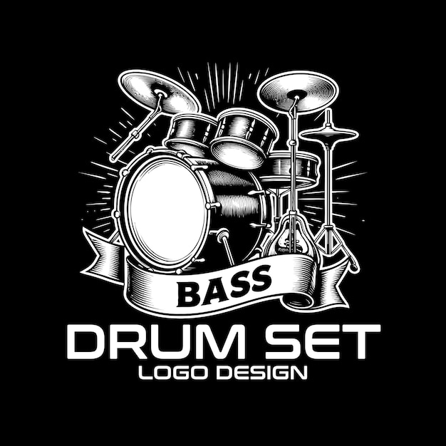 Vector drum set vector logo design