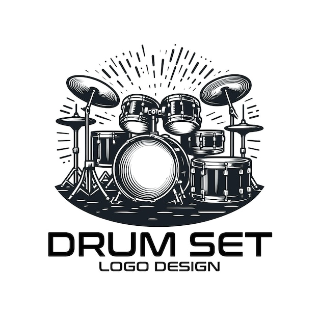 Vector drum set vector logo design