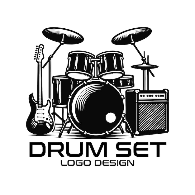 Vector drum set vector logo design