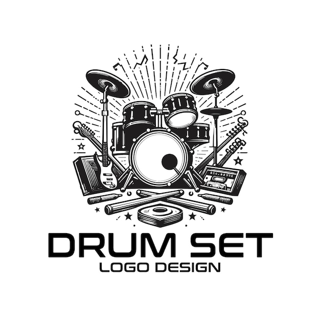 Vector drum set vector logo design