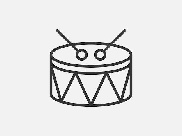 Drum toy icon on white background. Line style vector illustration.