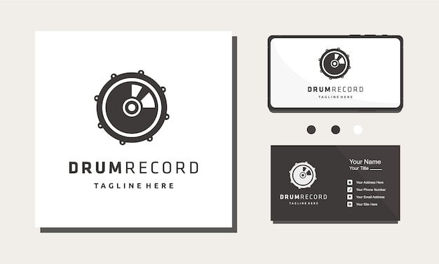 Drum vinyl record logo ontwerp illustratie vector
