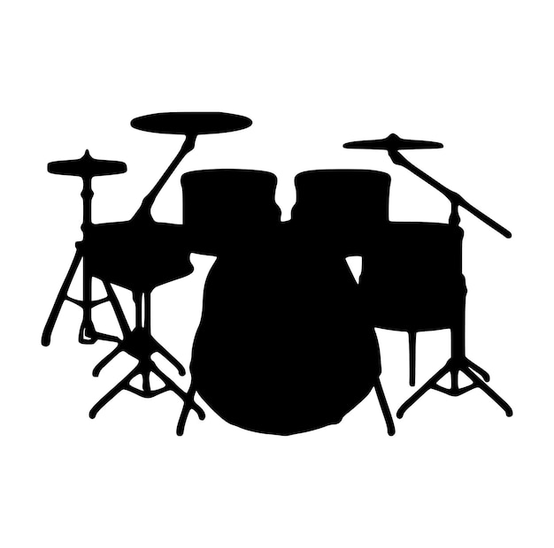 Vector drummer silhouette acoustic drum kit silhouette trap set percussion musical instrument