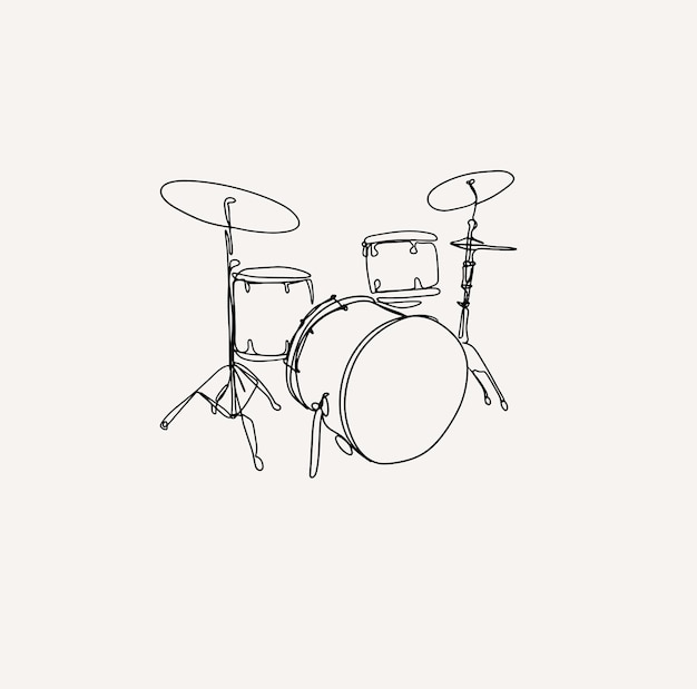 Vector drums line art music illustration simple sketch musical vector outline drawing instrument