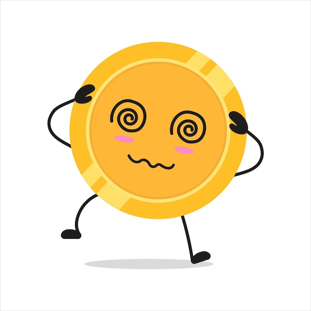 Vector drunk coin drop hold dizzy head money activity vector illustration flat design