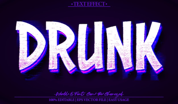Drunk Vector Text Effect Bewerkbare alfabet