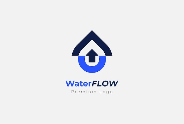 Druppel Logo Design waterdruppel met pijl als symbool van stroom vectorillustratie