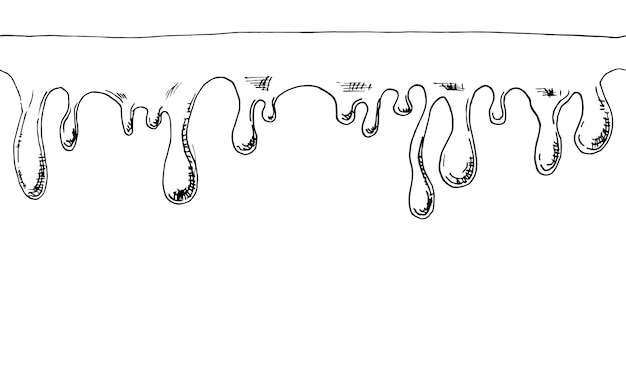 Druppel naadloos patroon Hand getrokken vloeibare druppels op witte achtergrond Smelt van chocolade of olierand in schetsstijl