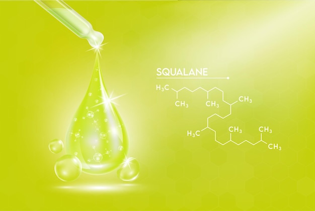 Druppelwater squalaan lichtgroen en structuur. vitaminen complexe oplossing