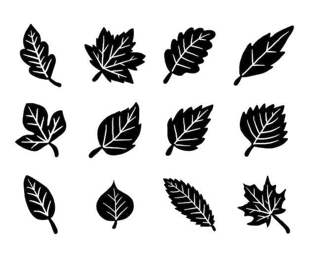 Vector dry autumn leaf silhoutte icon