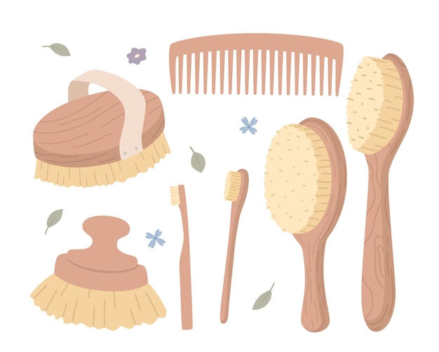 Dry body brushes collection Exfoliation skin with organic products