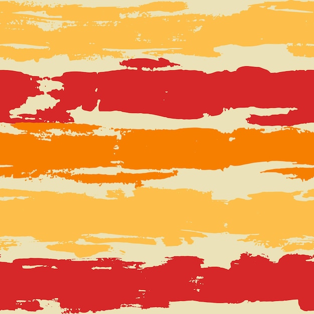 Dry brush lines seamless vector yellow and red pattern