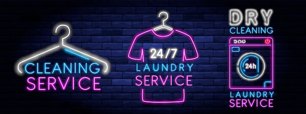 Dry cleaning service neon sign