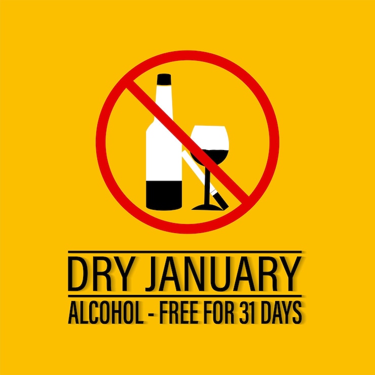 Vector dry january is an annual health campaign that encourages people no alcohol during this
