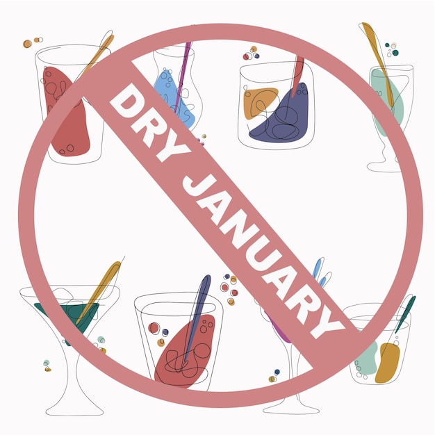 Vector dry january no alcohol public health campaign people for month of