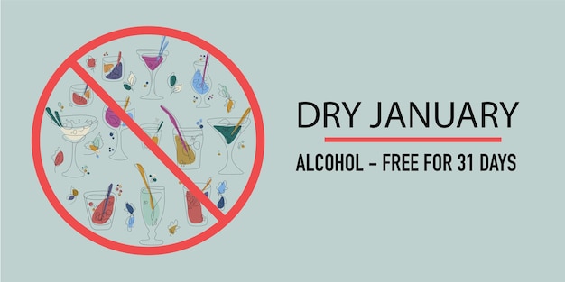 Dry January No alcohol Public health campaign people for month of