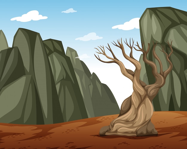 Vector a dry mountain landscape