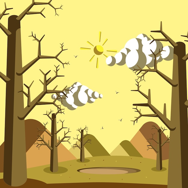 Dry season landscape vector illustration