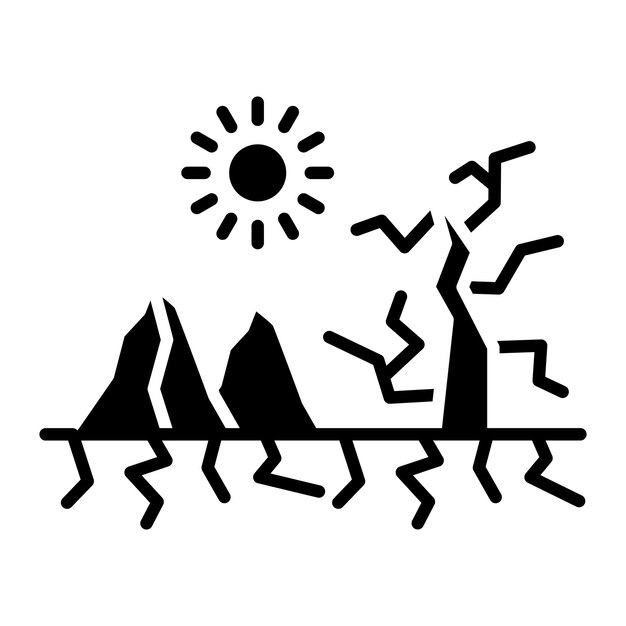 dry tree glyph solid black illustration