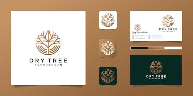 Dry tree  logo. tree features. this logo is decorative, modern, clean and simple. and business card