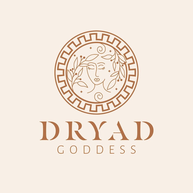 ベクトル ドライアドの女神のロゴデザイン ギリシャの女神のベクトルのロゴタイプ 美容と芸術業界のロゴのテンプレート