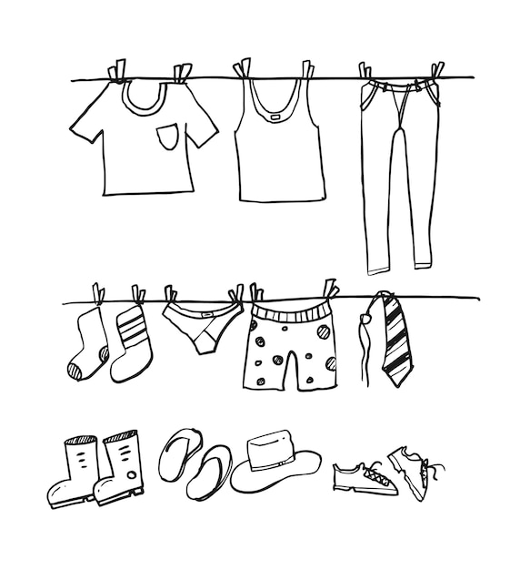 Abbozzo di vestiti di essiccazione