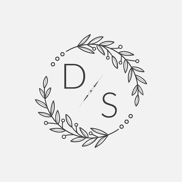 DS initiële monogram bruiloft met creatieve cirkellijn