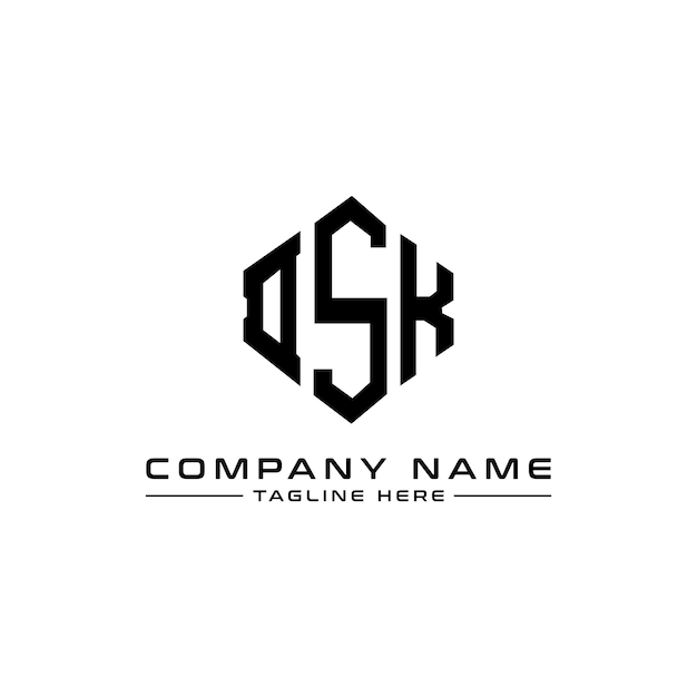 다각형 모양의 DSK 글자 로고 디자인 (DSK 다각형 및 큐브 모양 로고 디자인) DSK 육각형 터 로고 템플릿 (백색과 검은색) DSK 모노그램 비즈니스 및 부동산 로고