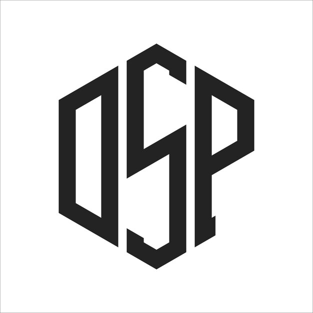 dsp logo design initial letter dsp monogram logo using hexagon shape