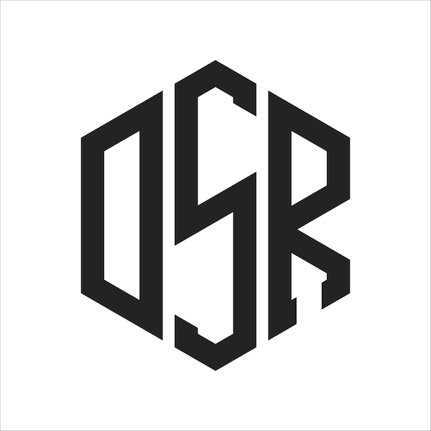 DSR ロゴ デザイン イニシャルレター DSR モノグラム ロゴ ヘクサゴン形