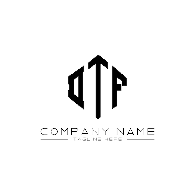 DTF letter logo ontwerp met veelhoek vorm DTF veelhoek en kubus vorm logo ontwerp DTF zeshoek vector logo sjabloon witte en zwarte kleuren DTF monogram bedrijf en vastgoed logo