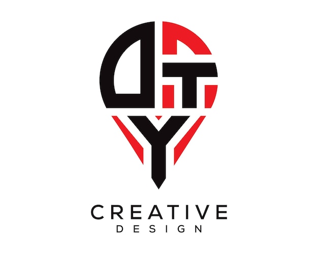 Vector dty letter location shape logo design