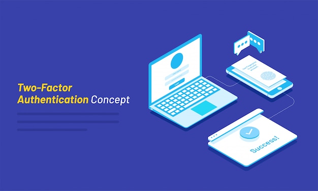 Dual Factor Authentication concept gebaseerd isometrisch ontwerp.