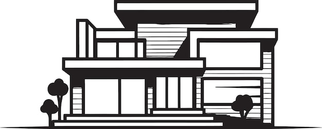 Vector dual living sketch vector logo voor duplex house concept pair home sketch concept duplex design vect