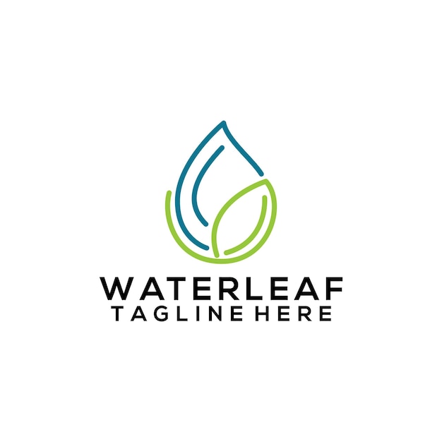 Dual meaning logo concept of water and leaf isolated in white background