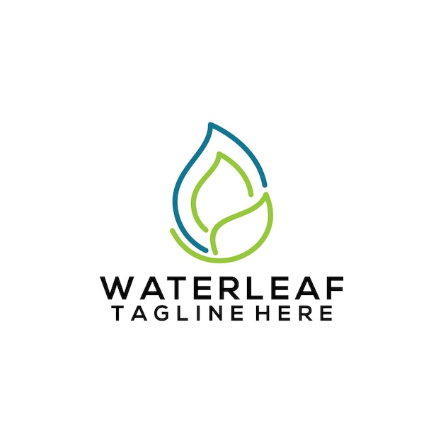 Dual meaning logo concept of water and leaf isolated in white background