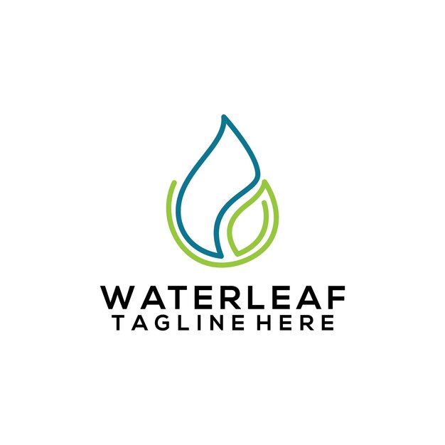 Dual meaning logo concept of water and leaf isolated in white background