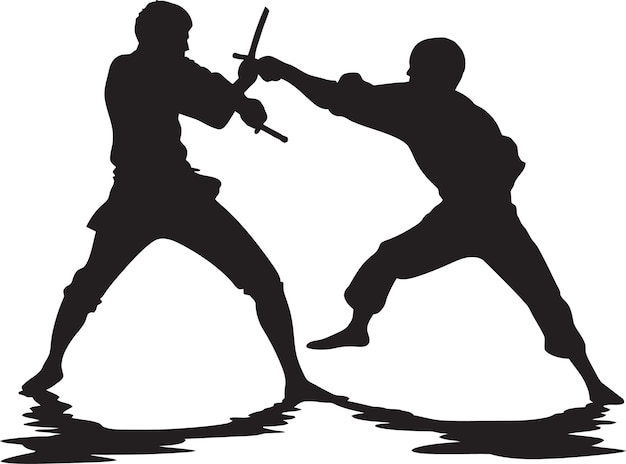 Vector dual warriors black iconic fighting duo battle impact twee mannen vechten embleem