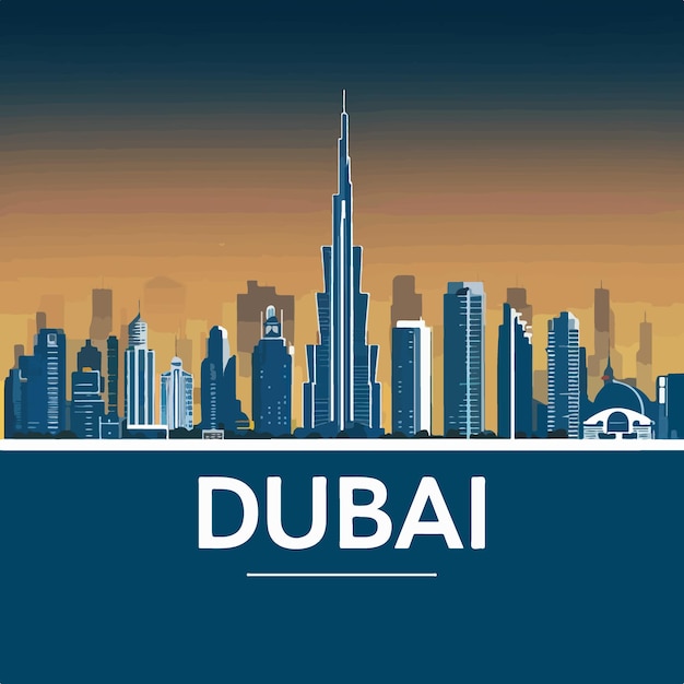 Vector dubai city skyline vector