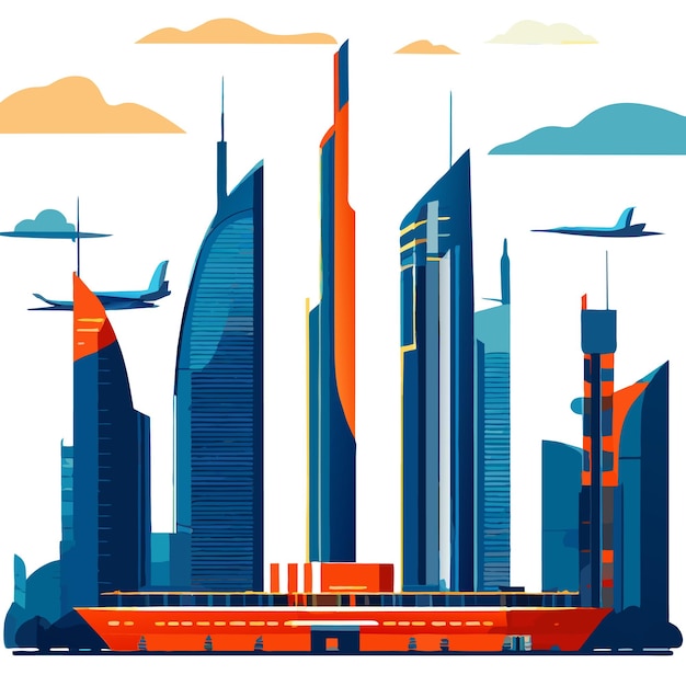 Небоскребы города Дубая в стиле мультфильмов