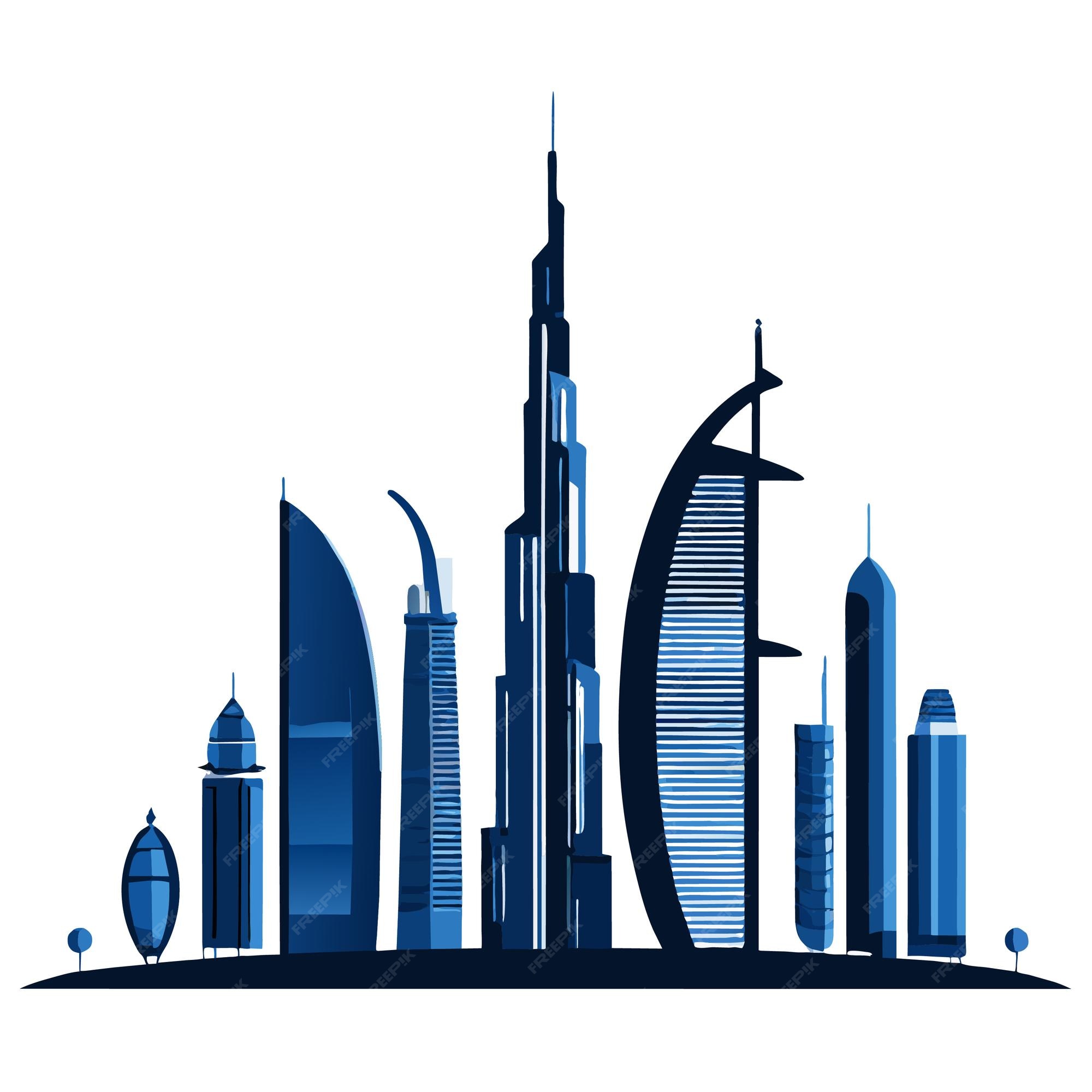premium-vector-dubai-city-skyscrapers-flat-cartoon-style-illustration
